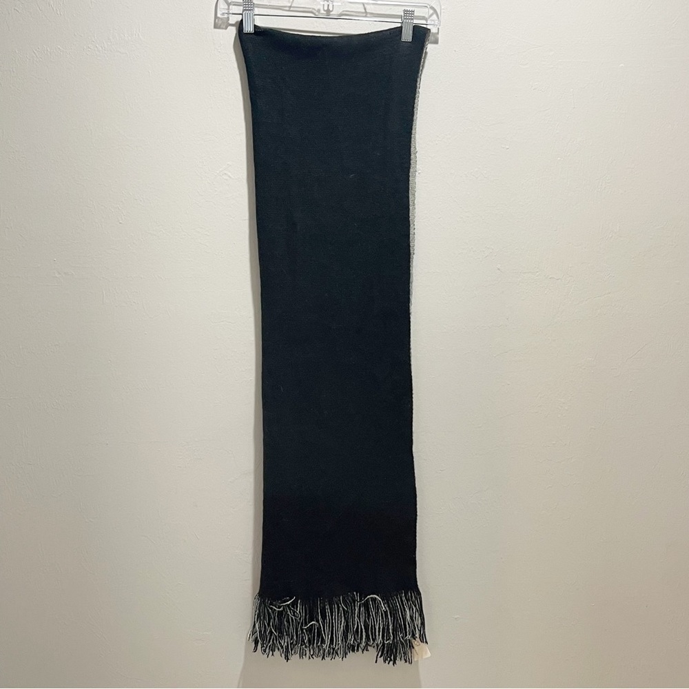PRETTY PERSUATIONS Women’s Reversible Black Gray Long Fringe Scarf 88” X 24”